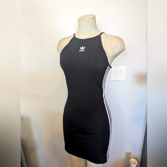 adidas Dresses & Skirts - Adidas Originals Lifestyle Mini Black Dress 3 stripe, Cotton Elastane Size S